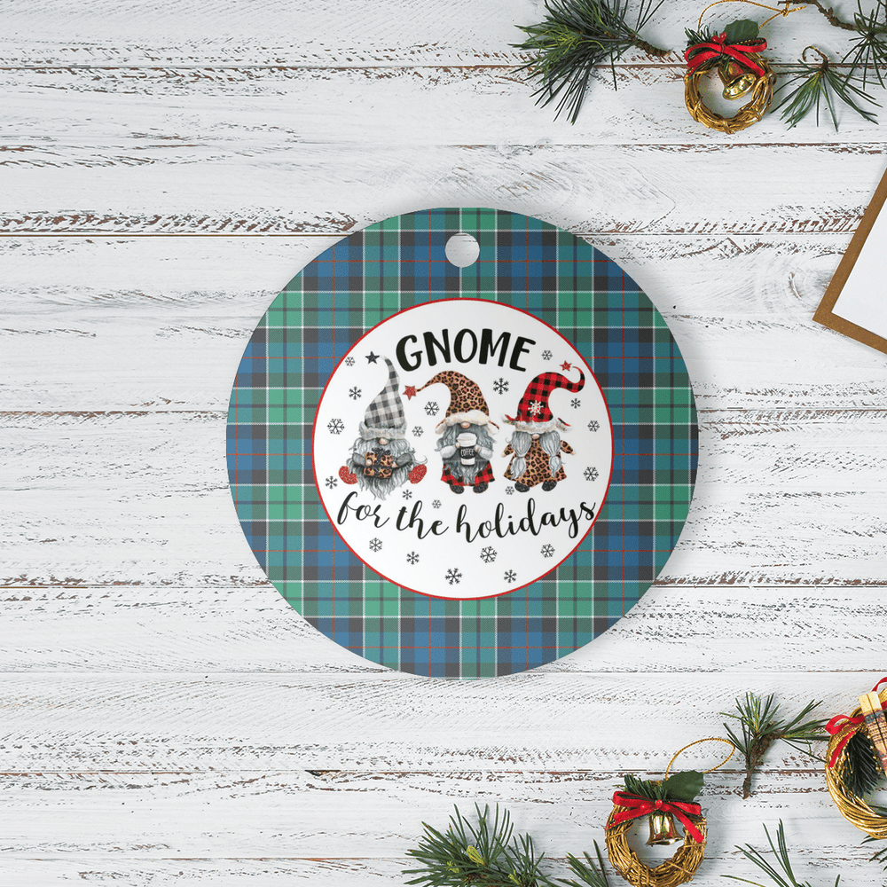 Clan Leslie Hunting Ancient Tartan Tartan Crest Gnome Round Ceramic Ornament XE60 Leslie Hunting Ancient Tartan Tartan Christmas