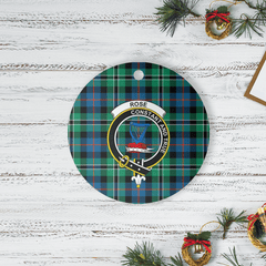 Clan Rose Hunting Ancient Tartan Crest Round Ceramic Ornament QL22 Rose Hunting Ancient Tartan Tartan Christmas