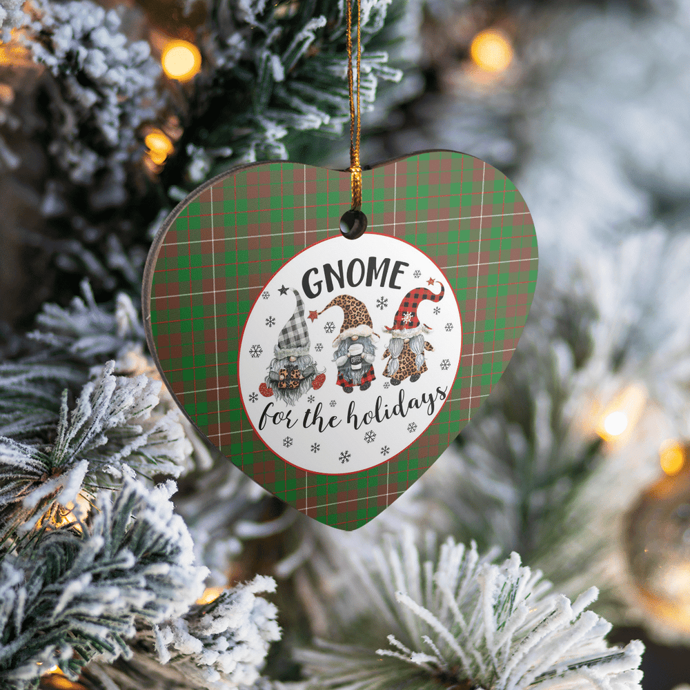 Clan MacKinnon Hunting Modern Tartan Tartan Crest Gnome Heart Ceramic Ornament FW55 MacKinnon Hunting Modern Tartan Tartan Christmas