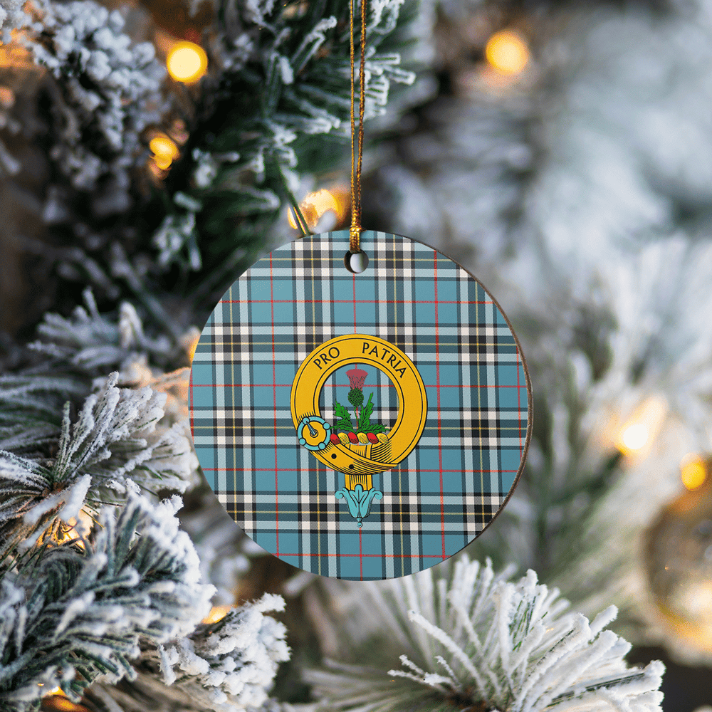Clan Thomson Tartan Crest Round Ceramic Ornament CX38 Thomson Tartan Tartan Christmas