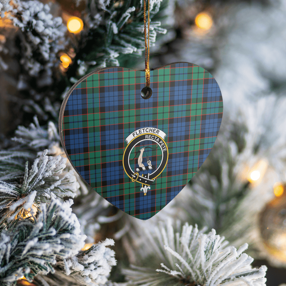 Clan Fletcher Ancient Tartan Crest Heart Ceramic Ornament UL62 Fletcher Ancient Tartan Tartan Christmas