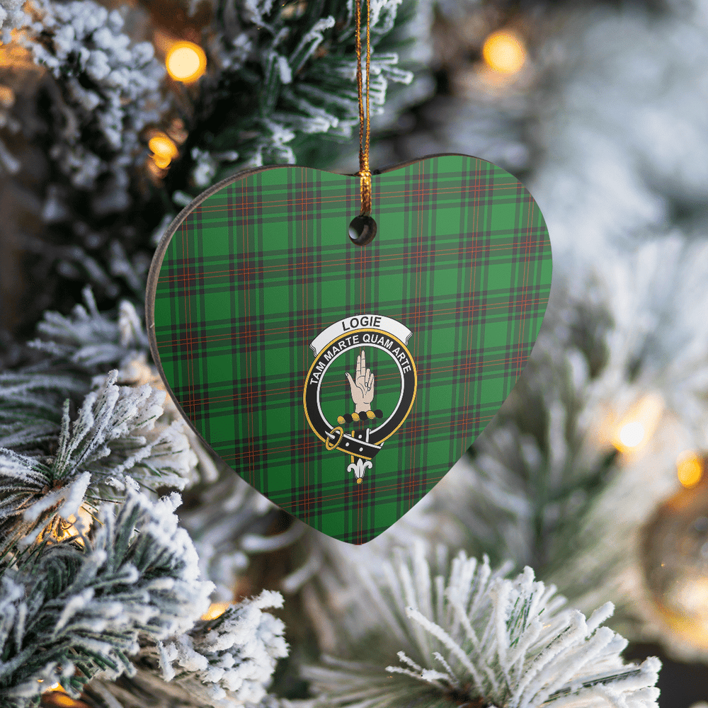 Clan Logie Tartan Crest Heart Ceramic Ornament YG29 Logie Tartan Tartan Christmas