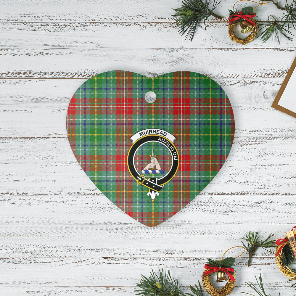 Clan Muirhead Tartan Crest Heart Ceramic Ornament WF68 Muirhead Tartan Tartan Christmas