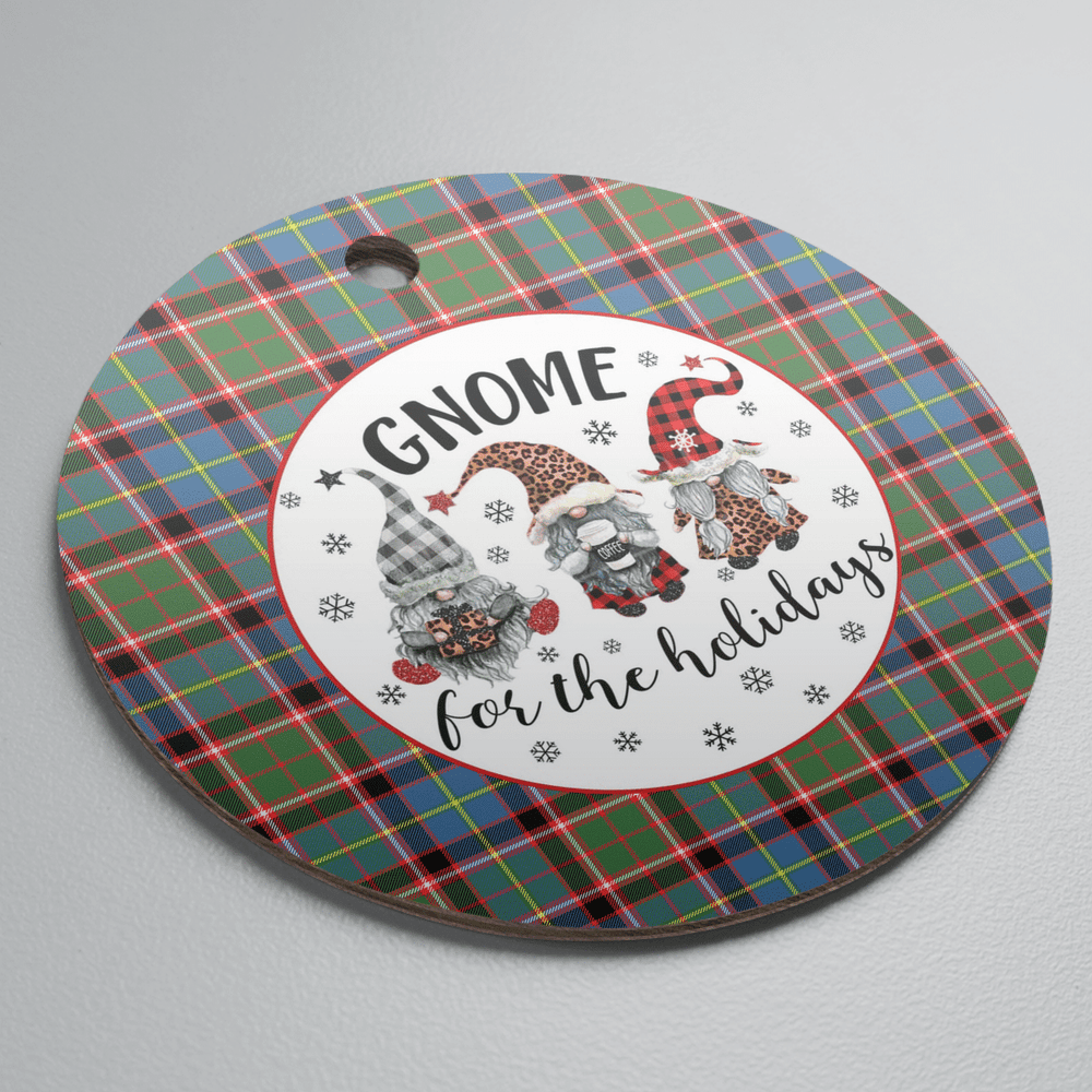 Clan Norvel (Stirling) Tartan Tartan Crest Gnome Round Ceramic Ornament QH32 Norvel (Stirling) Tartan Tartan Christmas