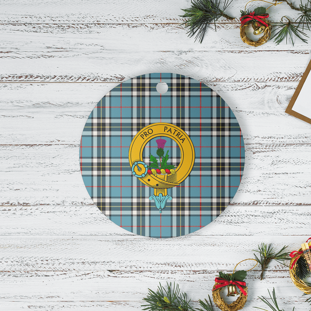 Clan Thomson Tartan Crest Round Ceramic Ornament CX38 Thomson Tartan Tartan Christmas