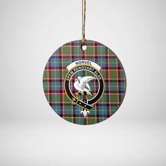 Clan Norvel (Stirling) Tartan Crest Round Ceramic Ornament XX71 Norvel (Stirling) Tartan Tartan Christmas