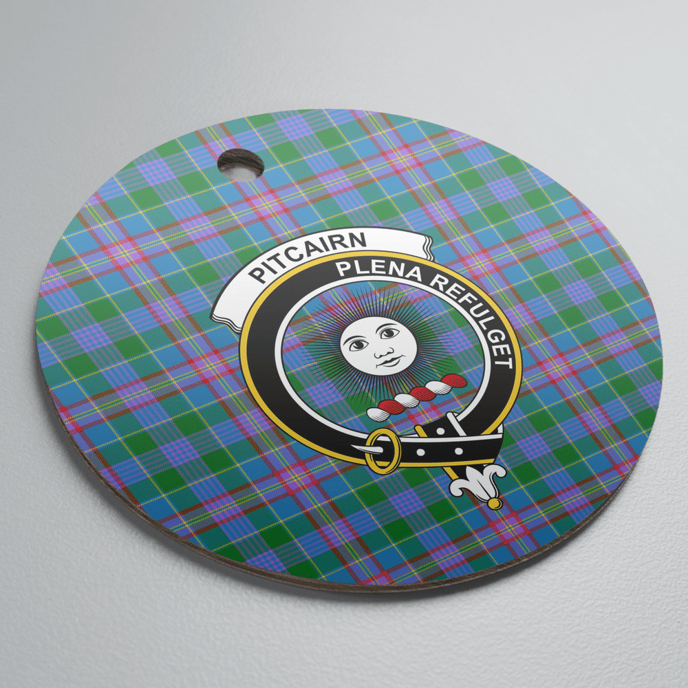 Clan Pitcairn Hunting Tartan Crest Round Ceramic Ornament HM83 Pitcairn Hunting Tartan Tartan Christmas