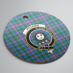 Clan Pitcairn Hunting Tartan Crest Round Ceramic Ornament HM83 Pitcairn Hunting Tartan Tartan Christmas