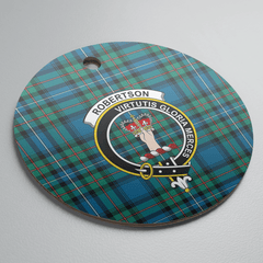 Clan Robertson Hunting Ancient Tartan Crest Round Ceramic Ornament SH10 Robertson Hunting Ancient Tartan Tartan Christmas