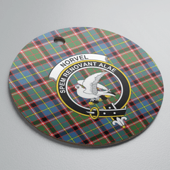 Clan Norvel (Stirling) Tartan Crest Round Ceramic Ornament XX71 Norvel (Stirling) Tartan Tartan Christmas