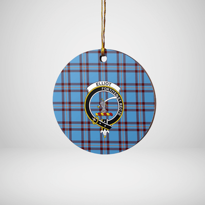Clan Elliot Ancient Tartan Crest Round Ceramic Ornament