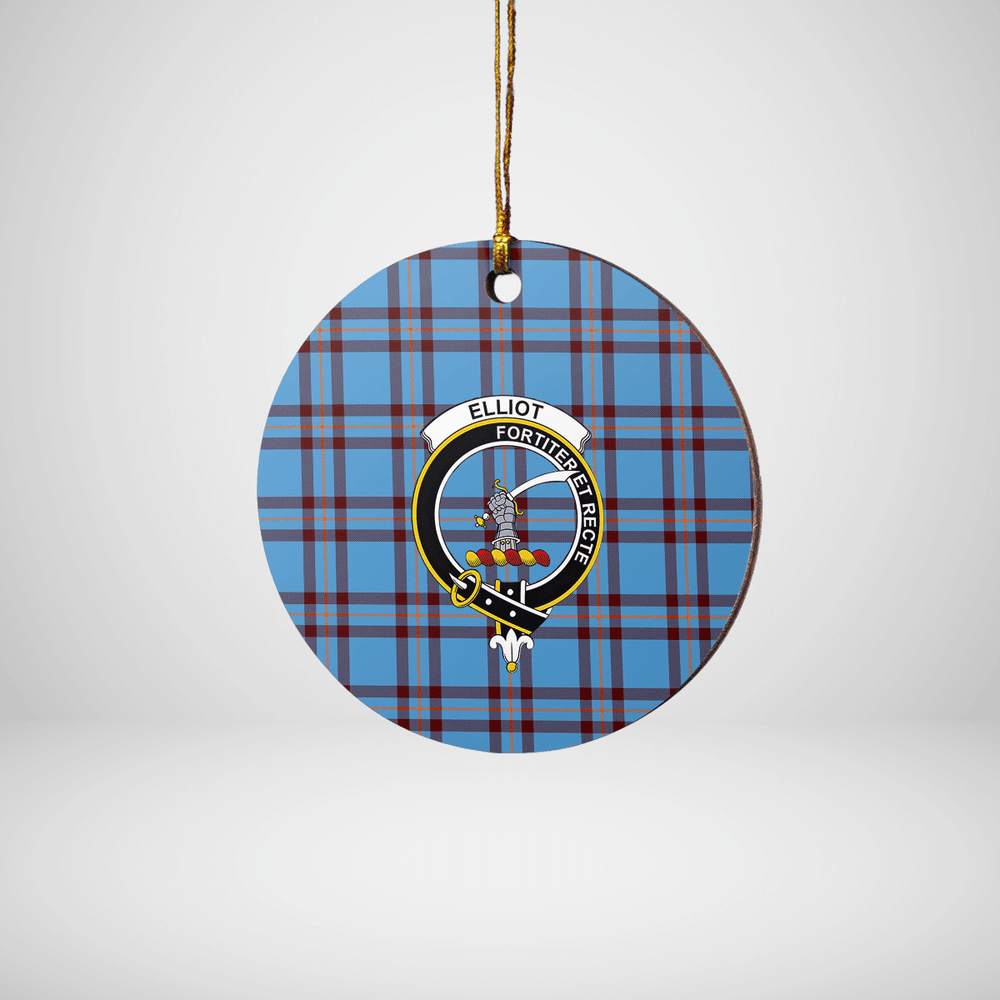 Clan Elliot Ancient Tartan Crest Round Ceramic Ornament PZ41 Elliot Ancient Tartan Tartan Christmas