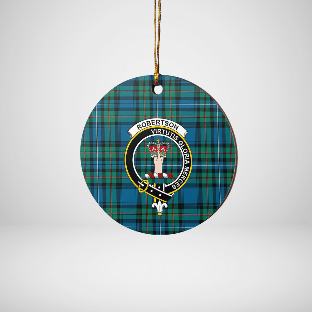 Clan Robertson Hunting Ancient Tartan Crest Round Ceramic Ornament SH10 Robertson Hunting Ancient Tartan Tartan Christmas