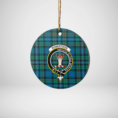 Clan Robertson Hunting Ancient Tartan Crest Round Ceramic Ornament SH10 Robertson Hunting Ancient Tartan Tartan Christmas