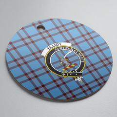 Clan Elliot Ancient Tartan Crest Round Ceramic Ornament PZ41 Elliot Ancient Tartan Tartan Christmas
