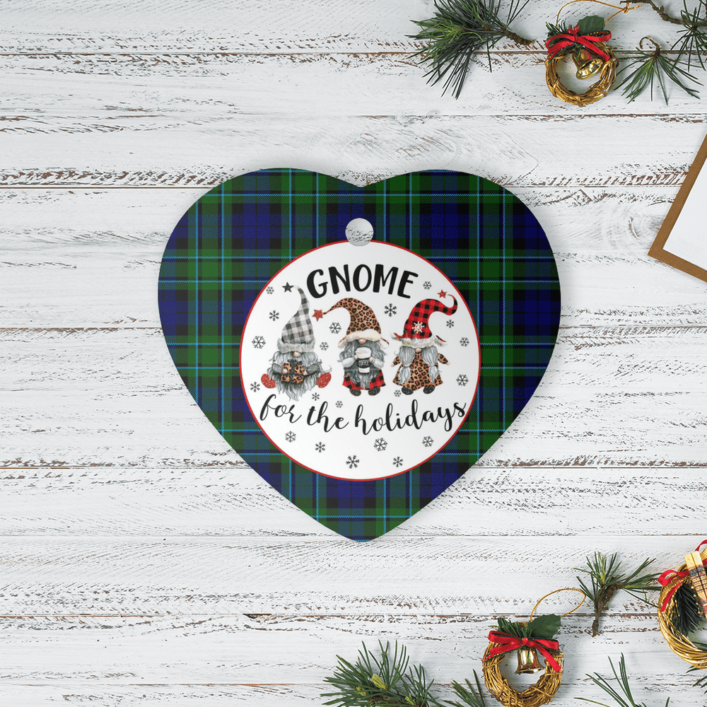 Clan MacCallum Modern Tartan Tartan Crest Gnome Heart Ceramic Ornament GQ76 MacCallum Modern Tartan Tartan Christmas