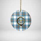 Clan Stewart Muted Blue Tartan Crest Round Ceramic Ornament MU11 Stewart Muted Blue Tartan Tartan Christmas
