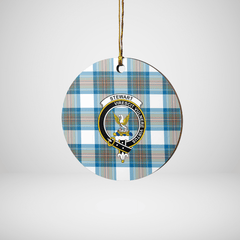 Clan Stewart Muted Blue Tartan Crest Round Ceramic Ornament MU11 Stewart Muted Blue Tartan Tartan Christmas