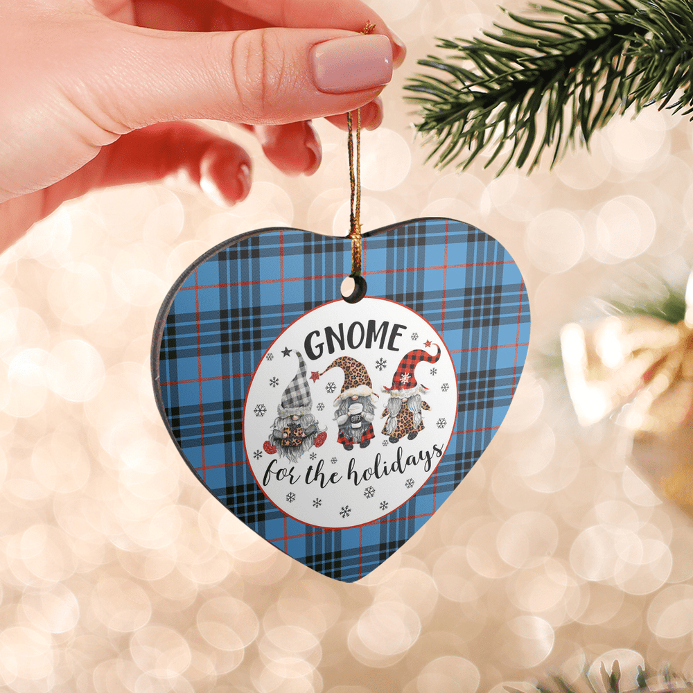 Clan MacKay Blue Tartan Tartan Crest Gnome Heart Ceramic Ornament EX53 MacKay Blue Tartan Tartan Christmas