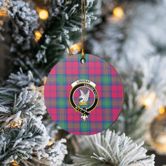 Clan Lindsay Ancient Tartan Crest Round Ceramic Ornament AE17 Lindsay Ancient Tartan Tartan Christmas