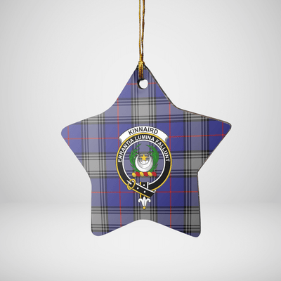 Clan Kinnaird Tartan Crest Star Ceramic Ornament