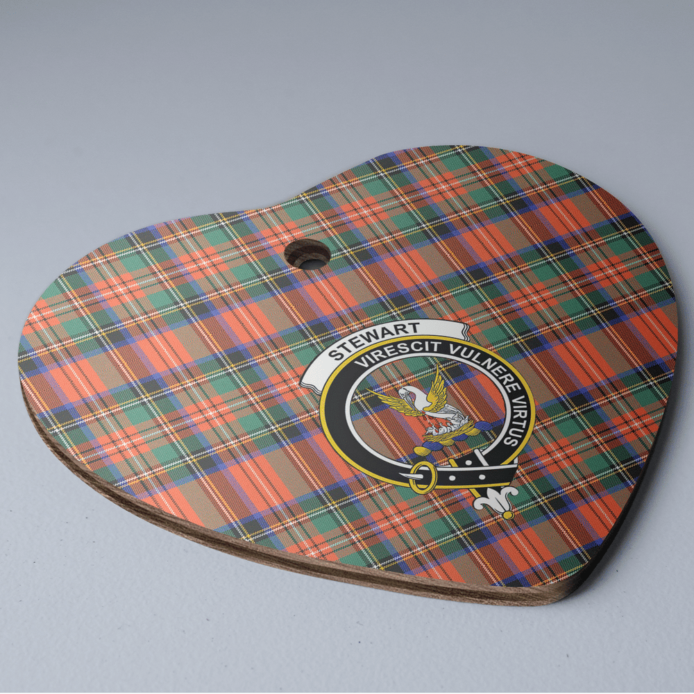Clan Stewart Royal Ancient Tartan Crest Heart Ceramic Ornament VK89 Stewart Royal Ancient Tartan Tartan Christmas