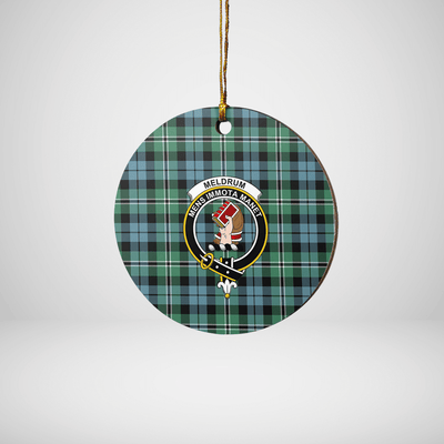 Clan Melville Tartan Crest Round Ceramic Ornament