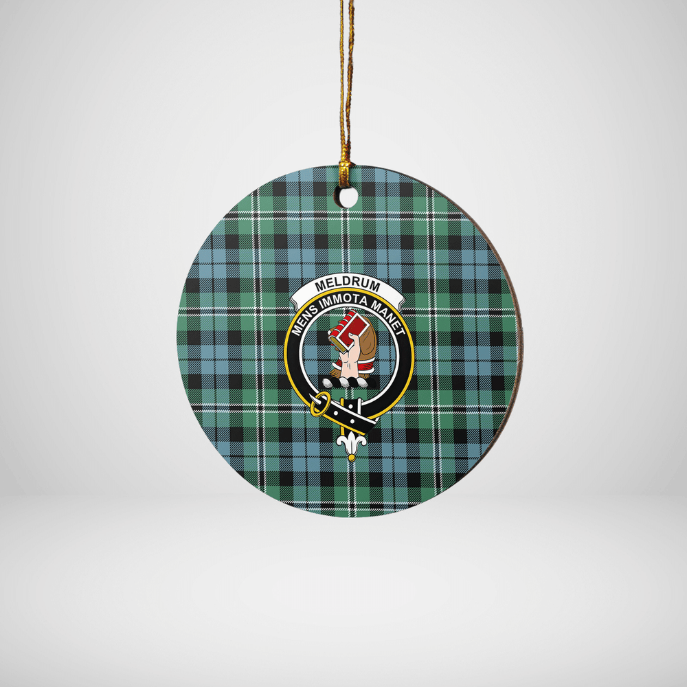 Clan Melville Tartan Crest Round Ceramic Ornament NP15 Melville Tartan Tartan Christmas