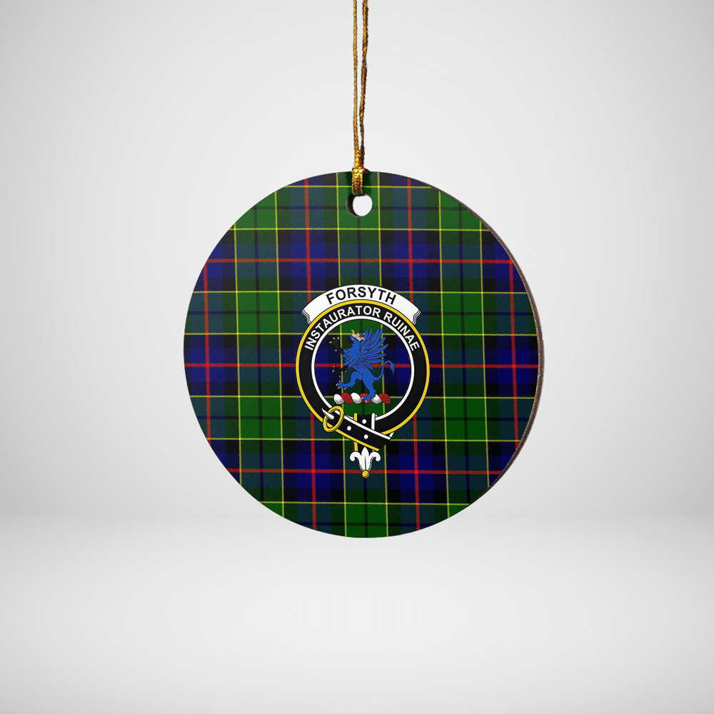Clan Forsyth Modern Tartan Crest Round Ceramic Ornament HB17 Forsyth Modern Tartan Tartan Christmas