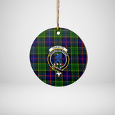 Clan Forsyth Modern Tartan Crest Round Ceramic Ornament HB17 Forsyth Modern Tartan Tartan Christmas