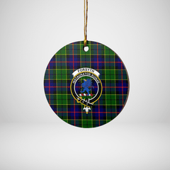 Clan Forsyth Modern Tartan Crest Round Ceramic Ornament HB17 Forsyth Modern Tartan Tartan Christmas