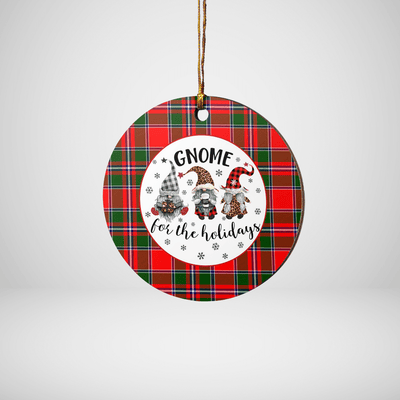 Clan Spens Modern Tartan Tartan Crest Gnome Round Ceramic Ornament