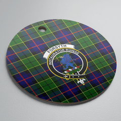 Clan Forsyth Modern Tartan Crest Round Ceramic Ornament HB17 Forsyth Modern Tartan Tartan Christmas