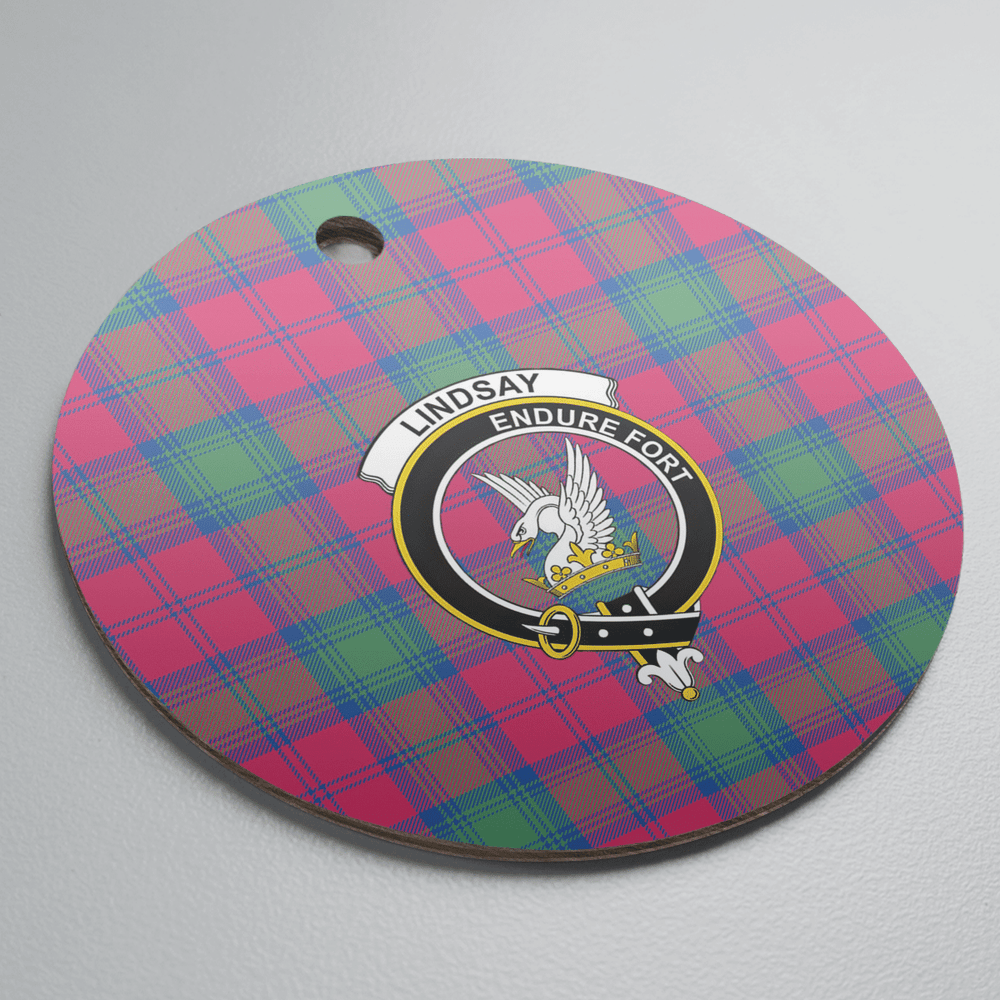 Clan Lindsay Ancient Tartan Crest Round Ceramic Ornament AE17 Lindsay Ancient Tartan Tartan Christmas
