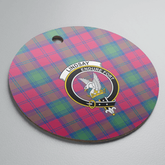 Clan Lindsay Ancient Tartan Crest Round Ceramic Ornament AE17 Lindsay Ancient Tartan Tartan Christmas