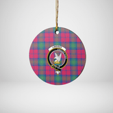 Clan Lindsay Ancient Tartan Crest Round Ceramic Ornament AE17 Lindsay Ancient Tartan Tartan Christmas
