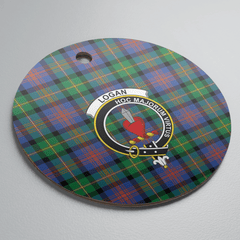 Clan Logan Ancient Tartan Crest Round Ceramic Ornament WO83 Logan Ancient Tartan Tartan Christmas