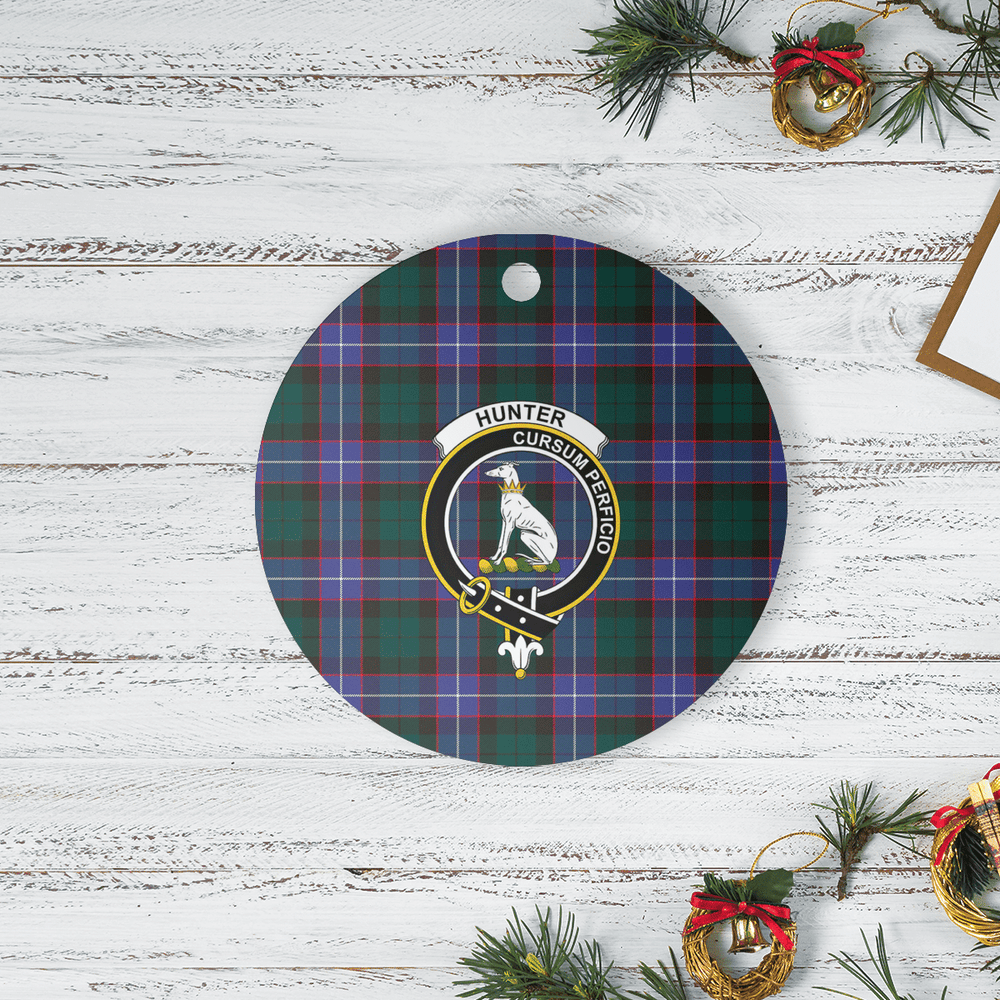 Clan Hunter Modern Tartan Crest Round Ceramic Ornament ZV73 Hunter Modern Tartan Tartan Christmas
