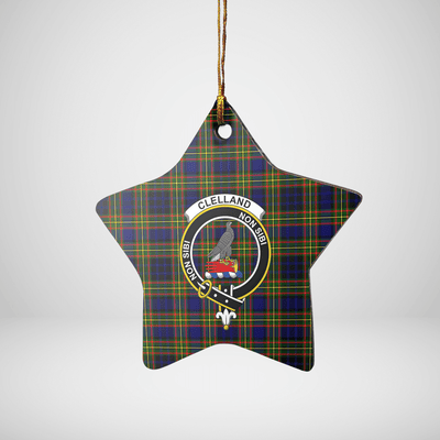 Clan Clelland Modern Tartan Crest Star Ceramic Ornament QH24
