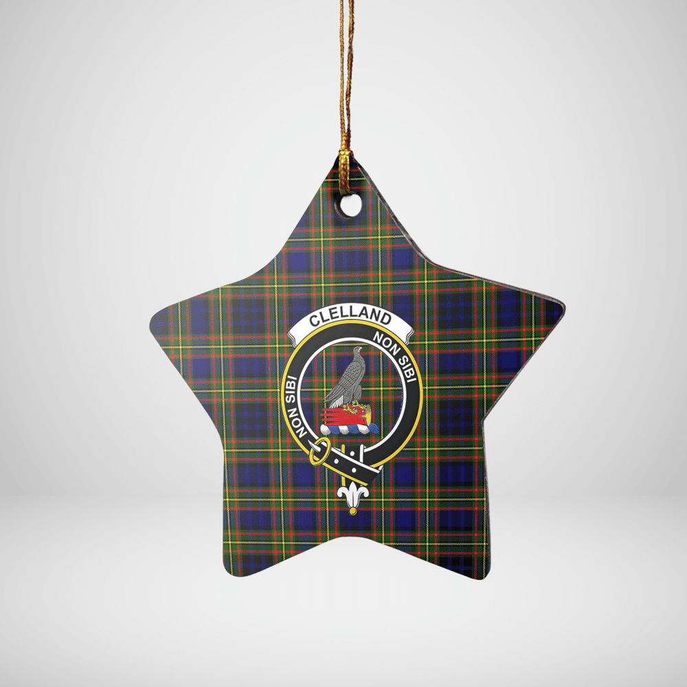 Clan Clelland Modern Tartan Crest Star Ceramic Ornament QH24 Clelland Modern Tartan Tartan Christmas
