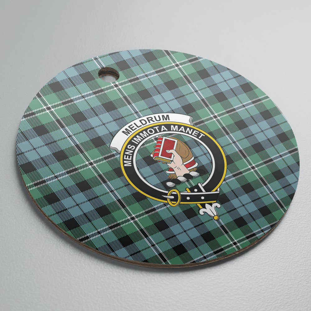 Clan Melville Tartan Crest Round Ceramic Ornament NP15 Melville Tartan Tartan Christmas