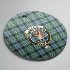 Clan Melville Tartan Crest Round Ceramic Ornament NP15 Melville Tartan Tartan Christmas