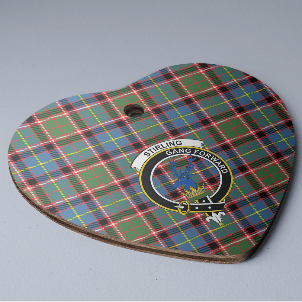 Clan Stirling (of Cadder-Present Chief) Tartan Crest Heart Ceramic Ornament HP71 Stirling (of Cadder-Present Chief) Tartan Tartan Christmas