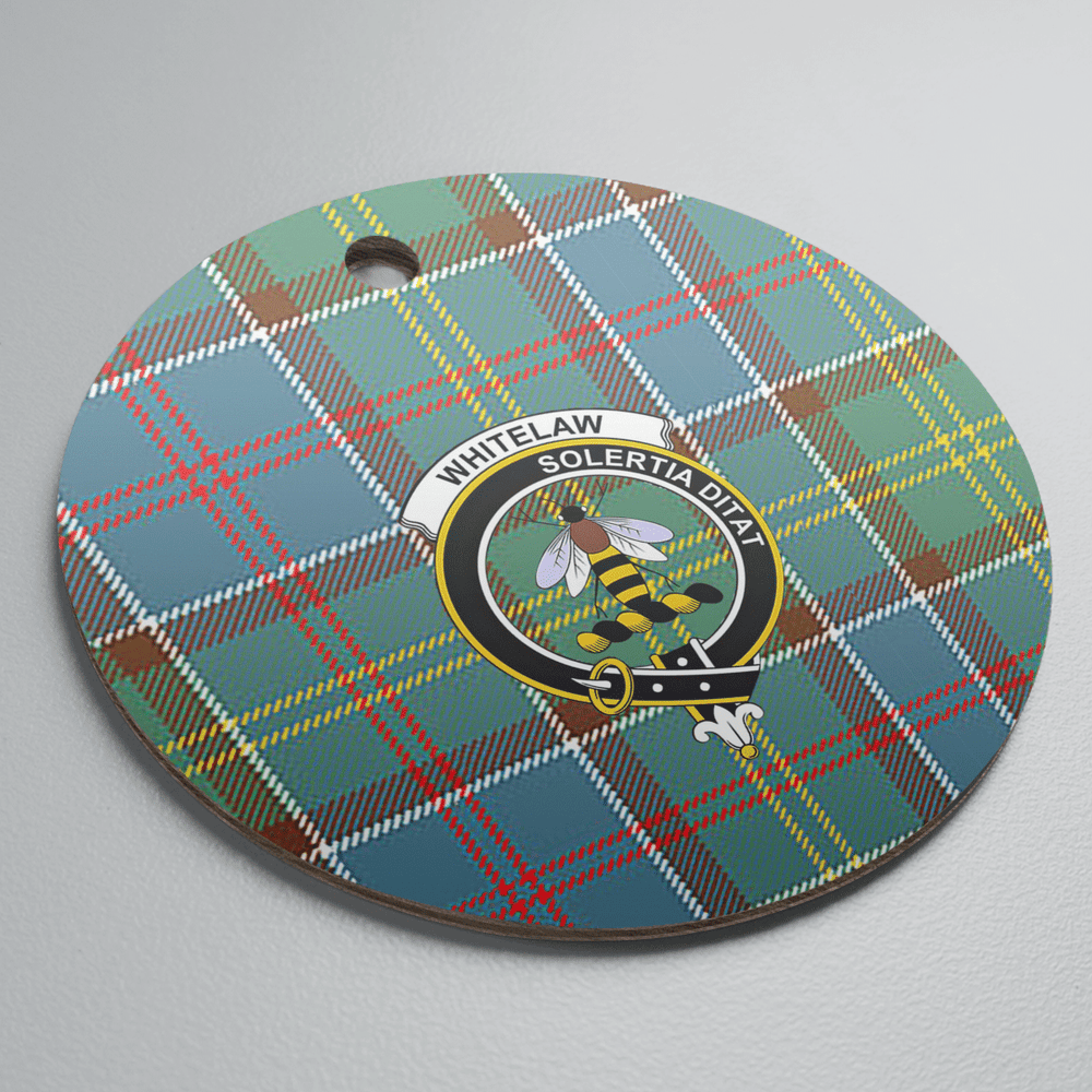 Clan Whitelaw Tartan Crest Round Ceramic Ornament AV14 Whitelaw Tartan Tartan Christmas