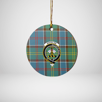Clan Whitelaw Tartan Crest Round Ceramic Ornament