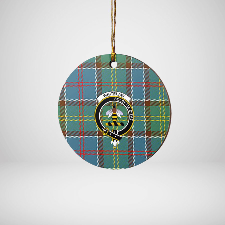 Clan Whitelaw Tartan Crest Round Ceramic Ornament AV14 Whitelaw Tartan Tartan Christmas