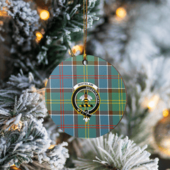 Clan Whitelaw Tartan Crest Round Ceramic Ornament AV14 Whitelaw Tartan Tartan Christmas