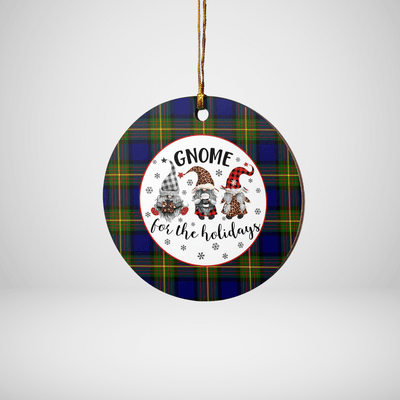 Clan Muir Tartan Tartan Crest Gnome Round Ceramic Ornament