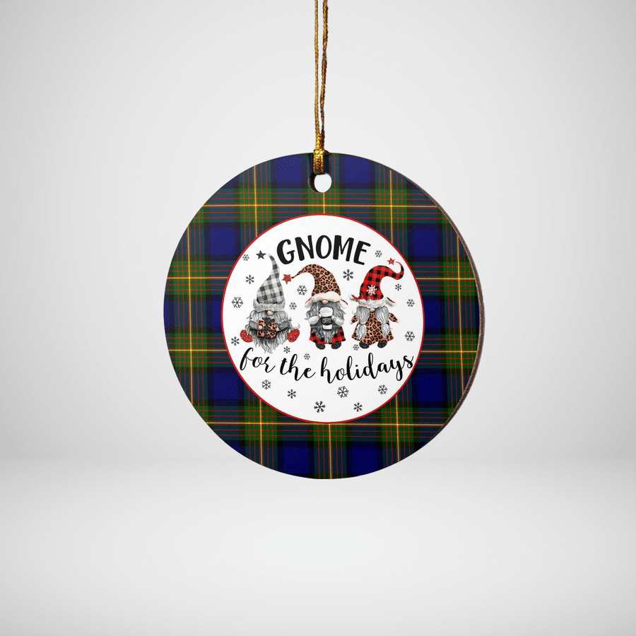 Clan Muir Tartan Tartan Crest Gnome Round Ceramic Ornament EY37 Muir Tartan Tartan Christmas