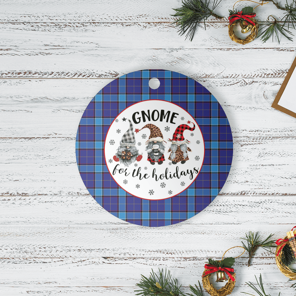 Clan Kirkcaldy Tartan Tartan Crest Gnome Round Ceramic Ornament AK35 Kirkcaldy Tartan Tartan Christmas